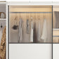 Contemporary Style Wardrobe Glass 2-Door Wardrobe Closet with Shelves