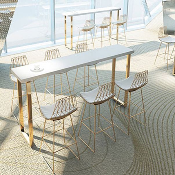 Glam Wood Bar Height Table with Rectangle Table Top Sled Table - 41.3" H Clearhalo 'Bar Furniture' 'Bar Tables' 'bar_tables' 'furn' 'furn_bar_tables' 'Furniture' 'furniture_bar_tables' 'Kitchen & Dining Furniture' 1200x1200_a4bc0475-0c55-472a-989e-fbd6e0dc613e