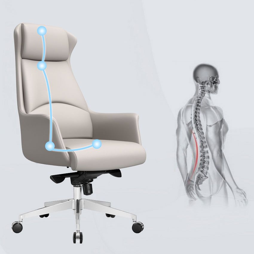 Modern Style Task Chair Leather Office Chair with Fixed Arms Clearhalo 'furn' 'furn_office_chair' 'Furniture' 'Office Chairs' 'Office Furniture' 'office_chair' 1200x1200_a4bcb1d3-bcd0-4300-b297-19e8d166c52c