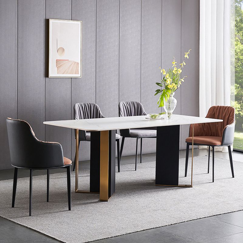 Glam Sintered Stone Dining Set Rectangle 1/4/5/7 Pieces Dining Set Clearhalo 'Dining Room Sets' 'Dining Tables & Seating' 'dining_room_set' 'furn' 'furn_dining_room_set' 'Furniture' 'Kitchen & Dining Furniture' 1200x1200_a4bdd387-412e-41f7-9e20-593d234ac53c