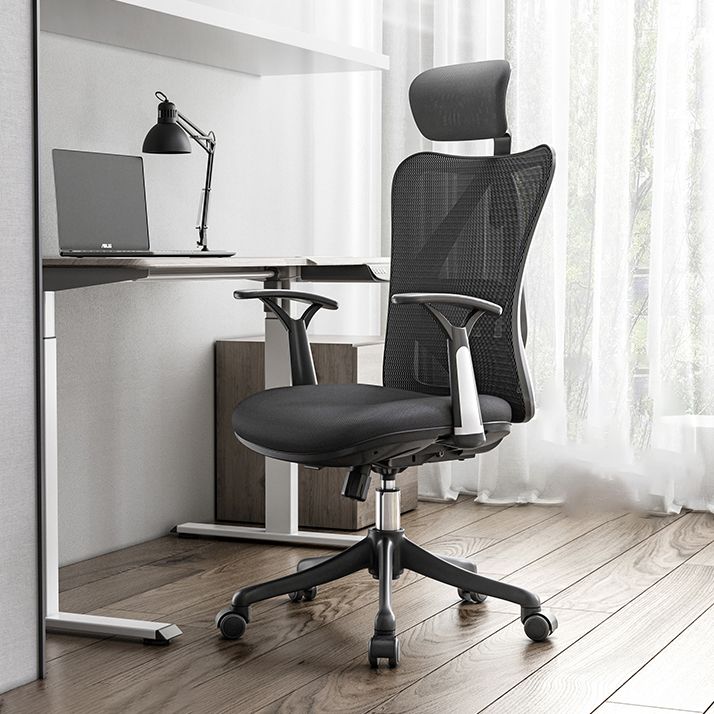 Silla de oficina de armas fijas altura moderna de altura de asiento ajustable con ruedas