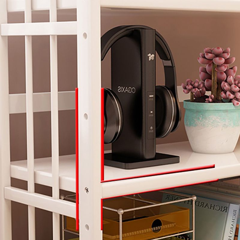 White Simple Open Back Bookshelf Adjustable Bookcase for Office