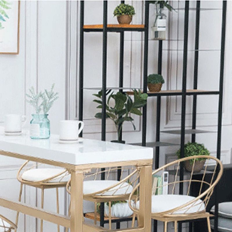 Rectangle White Solid Wood Table Gold and Metal Base Bar Table for Kitchen Living Room Clearhalo 'Bar Furniture' 'Bar Tables' 'bar_tables' 'furn' 'furn_bar_tables' 'Furniture' 'Kitchen & Dining Furniture' 1200x1200_a4c29c48-afd4-429b-85e5-8d3156f199f1