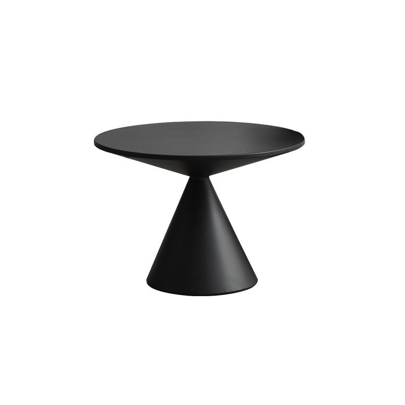 Table d'angle contemporaine metal rond piédestal latérale