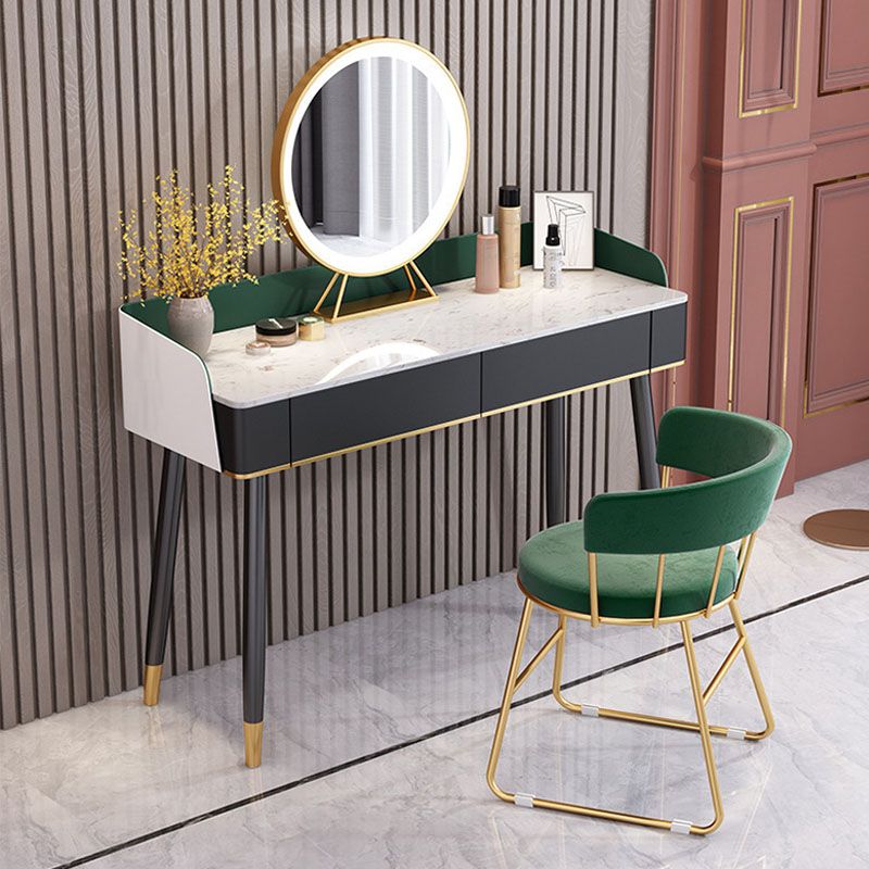 Scrivania per vanity per trucco con top in pietra contemporanea con cassetto in legno
