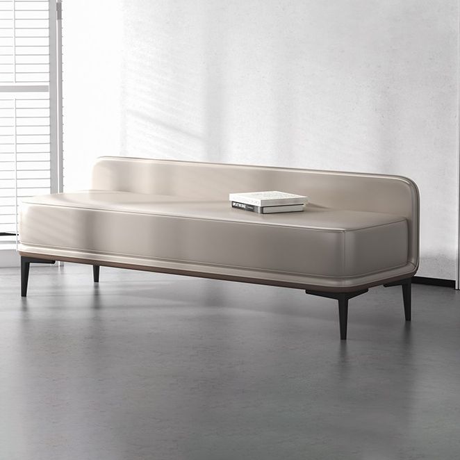 Genuine Leather Low-Back Bedroom Bench Modern 20"H Seating Bench with 4 Metal Legs Clearhalo 'Benches' 'Chairs & Seating' 'furn' 'furn_benches' 'Furniture' 'Living Room Furniture' 1200x1200_a4c5a59e-02ab-48fe-80fb-f9b1d1149255