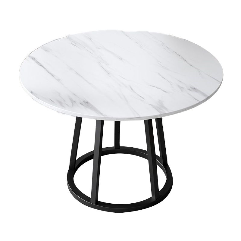 Mesa de comedor de base de hierro negro redondo Mesa de pedestal de piedra moderna