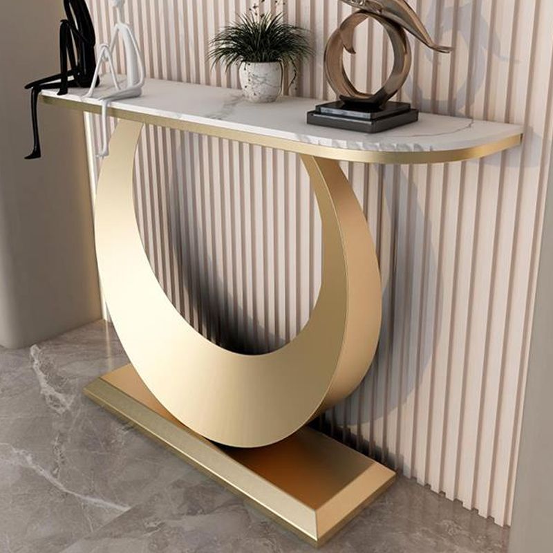 Modern Half Moon Console Table Antique Finish Console Sofa Table Clearhalo 'Console Tables' 'console_tables' 'Entry & Mudroom Furniture' 'furn' 'furn_console_tables' 'Furniture' 1200x1200_a4c6b59b-8495-45b2-8cf9-274a7648002e