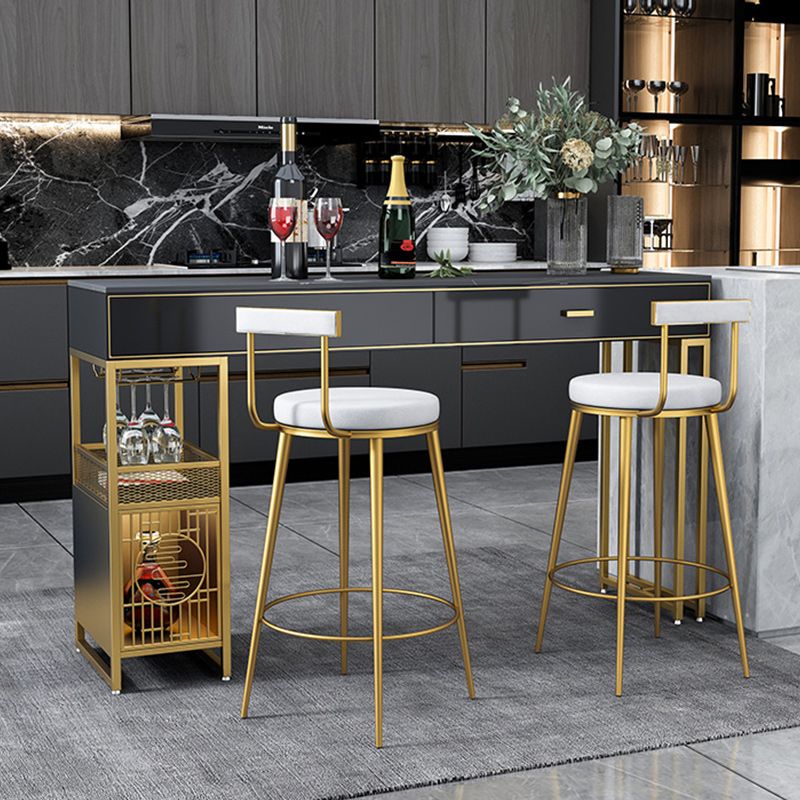 Glam Style Bar Table 42-inch Height Stone Top Pub Table with Two Drawer Clearhalo 'Bar Furniture' 'Bar Tables' 'bar_tables' 'furn' 'furn_bar_tables' 'Furniture' 'Kitchen & Dining Furniture' 1200x1200_a4c70c8b-0631-40cc-89b1-93056b548021