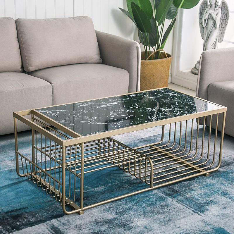Table basse Frame Table de cocktail en marbre Glam avec étagère