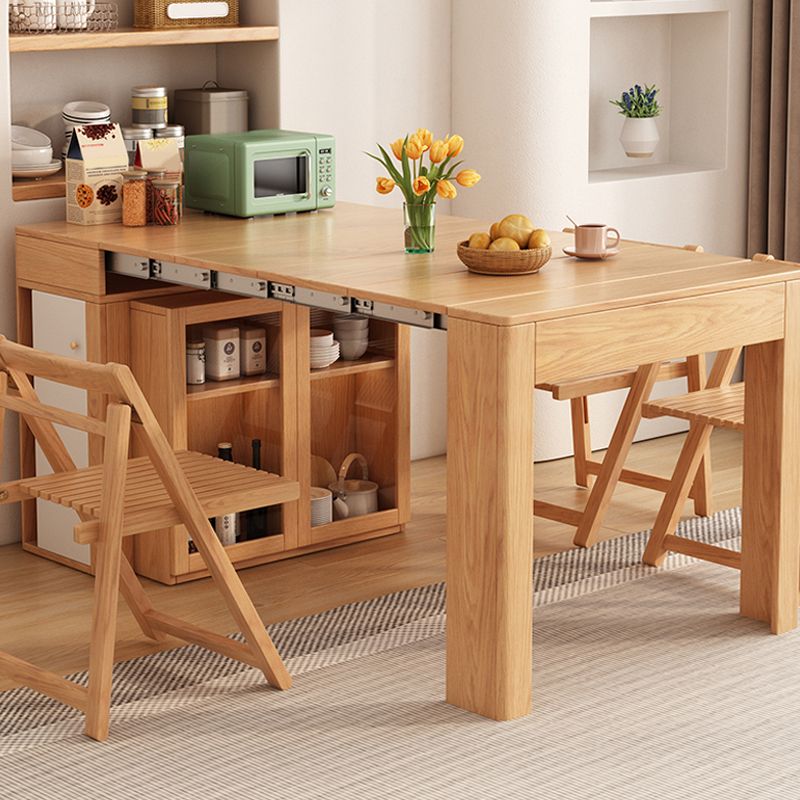 Adjustable Dining Table Wooden Dining Table with Storage for Dining Room
