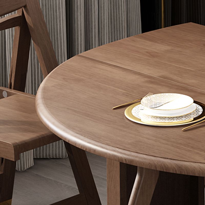 Foldable Rubber Wood Dining Table Medieval Modern Round Table with Storage Trestle Base Clearhalo 'Dining Tables & Seating' 'Dining Tables' 'dining_table' 'furn' 'furn_dining_table' 'Furniture' 'furniture_dining_table' 'Kitchen & Dining Furniture' 'kitchen' 'kitchen_dining_table' 1200x1200_a4cc43dd-3373-46b1-a8a2-058afd259958
