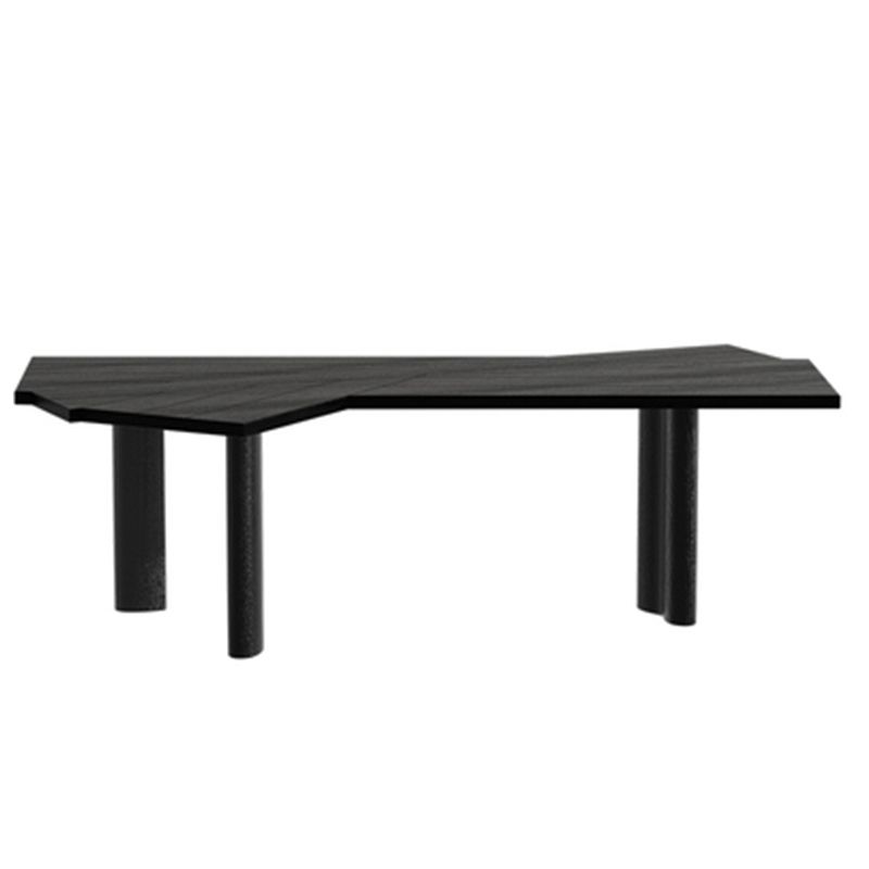 Hedendaagse stijl Wood Office Desk onregelmatige vorm Taakbureau in bruin/zwart