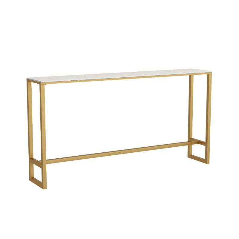 Glam Bar Height Table Faux Marble Top Bistro Bar Table with Trestle Base Clearhalo 'Bar Furniture' 'Bar Tables' 'bar_tables' 'furn' 'furn_bar_tables' 'Furniture' 'Kitchen & Dining Furniture' 1200x1200_a4cdb1fb-3dab-4686-84bd-44585717b011