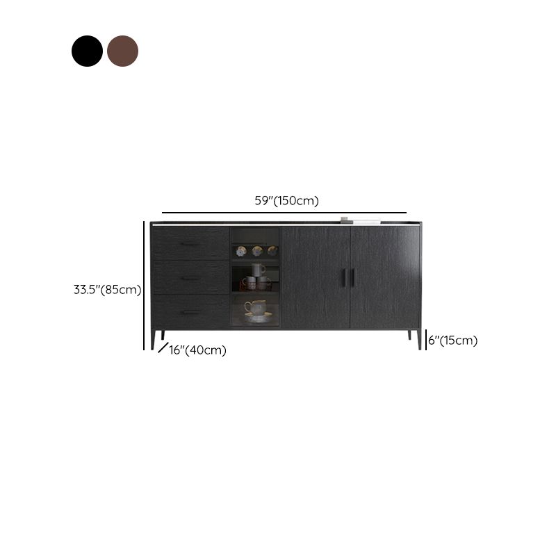 Server delle porte in vetro in stile credenza in pietra con armadi e cassetti