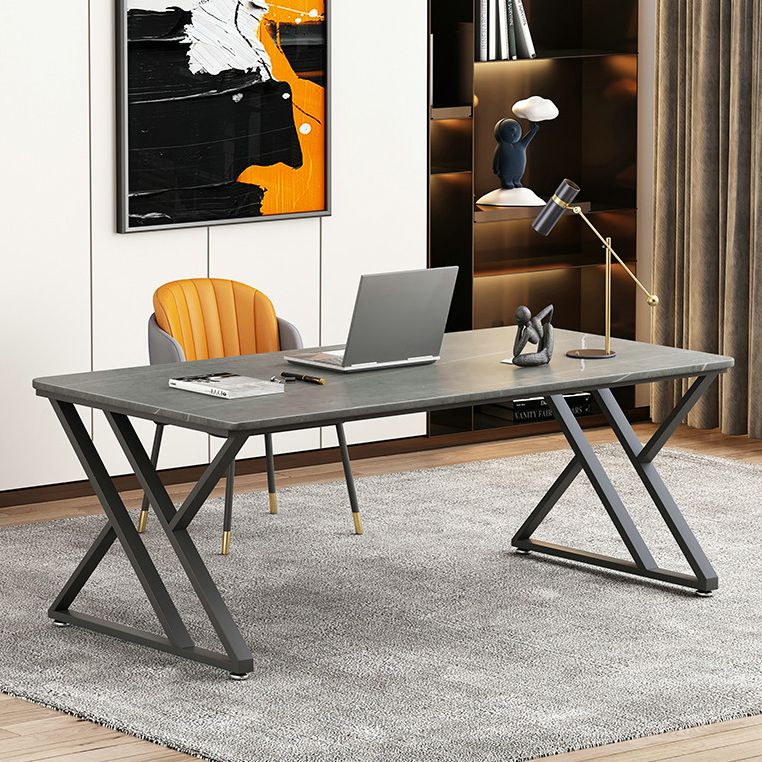 Modern Style Office Desk Sintered Stone Writing Desk with Metal Legs for Home Clearhalo 'furn' 'furn_office_desk' 'Furniture' 'furniture_office_desk' 'Office Desks' 'Office Furniture' 'office_desk' 1200x1200_a4d132b3-ec6e-4c68-80e1-21254e91903a