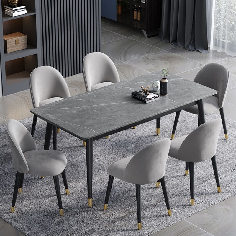 Stone Modern Rectangle Dining Table Matte Finish 4 Legs Table for Home Clearhalo ' dining_table' 'Dining Tables & Seating' 'Dining Tables' 'furn' 'furn_dining_table' 'Furniture' 'furniture_dining_table' 'Kitchen & Dining Furniture' 'kitchen&dining_furn' 'kitchen' 'kitchen_dining_table' 1200x1200_a4d19d82-81a9-4c79-a8b6-a3a3630db4c3