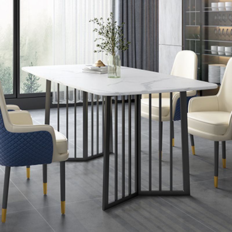Black Metal Double Pedestal Dining Table Industrial Rectangle Fixed Table Clearhalo 'Dining Tables & Seating' 'Dining Tables' 'dining_table' 'furn' 'furn_dining_table' 'Furniture' 'furniture_dining_table' 'Kitchen & Dining Furniture' 'kitchen' 'kitchen_dining_table' 1200x1200_a4d1bdd9-68ff-48e1-a39d-ceac7f78b122