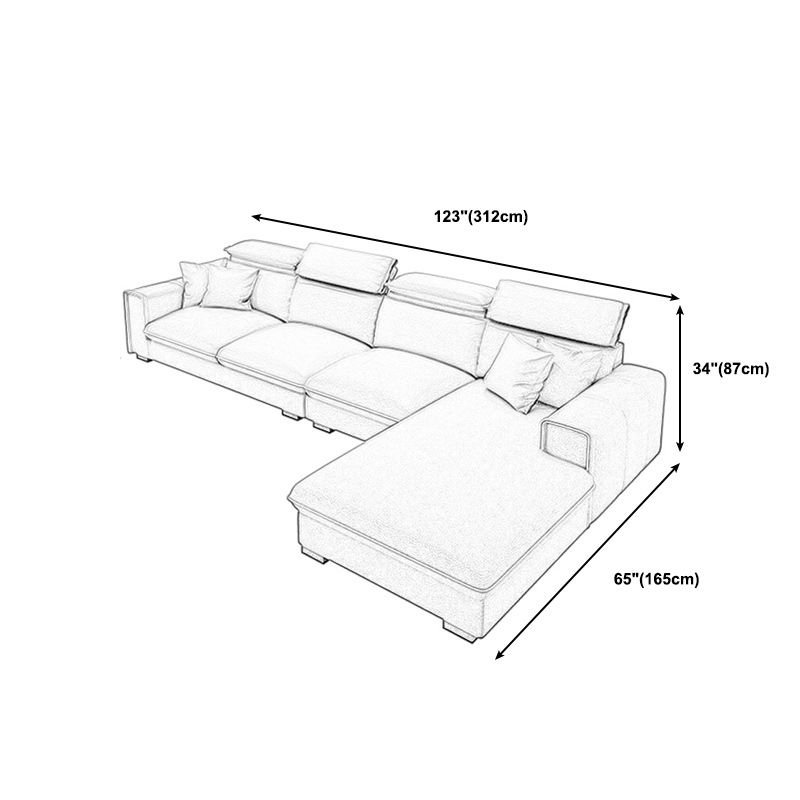 Ultra-Modern Sewn Pillow Back Square Arm Sofa with Slipcovered for Living Room Clearhalo 'furn' 'furn_sectionals' 'Furniture' 'furniture_sectionals' 'Living Room Furniture' 'Sectionals' 1200x1200_a4d365c9-9d88-4d6d-8ea4-f69f2afcd6ea