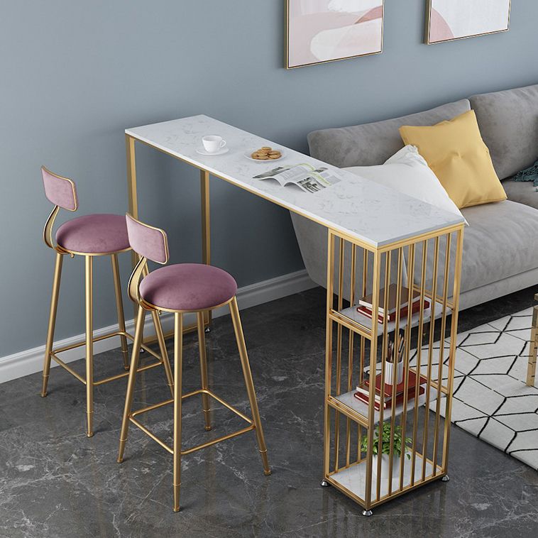 Glam Style Bar Table Artificial Marble Top Pub Table with Cabinet for Dining Room Clearhalo 'Bar Furniture' 'Bar Tables' 'bar_tables' 'Furniture' 'furniture_bar_tables' 'Kitchen & Dining Furniture' 1200x1200_a4d537b7-dee2-49df-a59a-c7a34b8df8bb