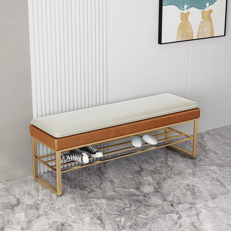 Modern Entryway Bench Cushioned Rectangle Metal Seating Bench Clearhalo 'Benches' 'Chairs & Seating' 'furn' 'furn_benches' 'Furniture' 'Living Room Furniture' 1200x1200_a4d56d25-294f-4e78-9b8f-5f8627b374bb