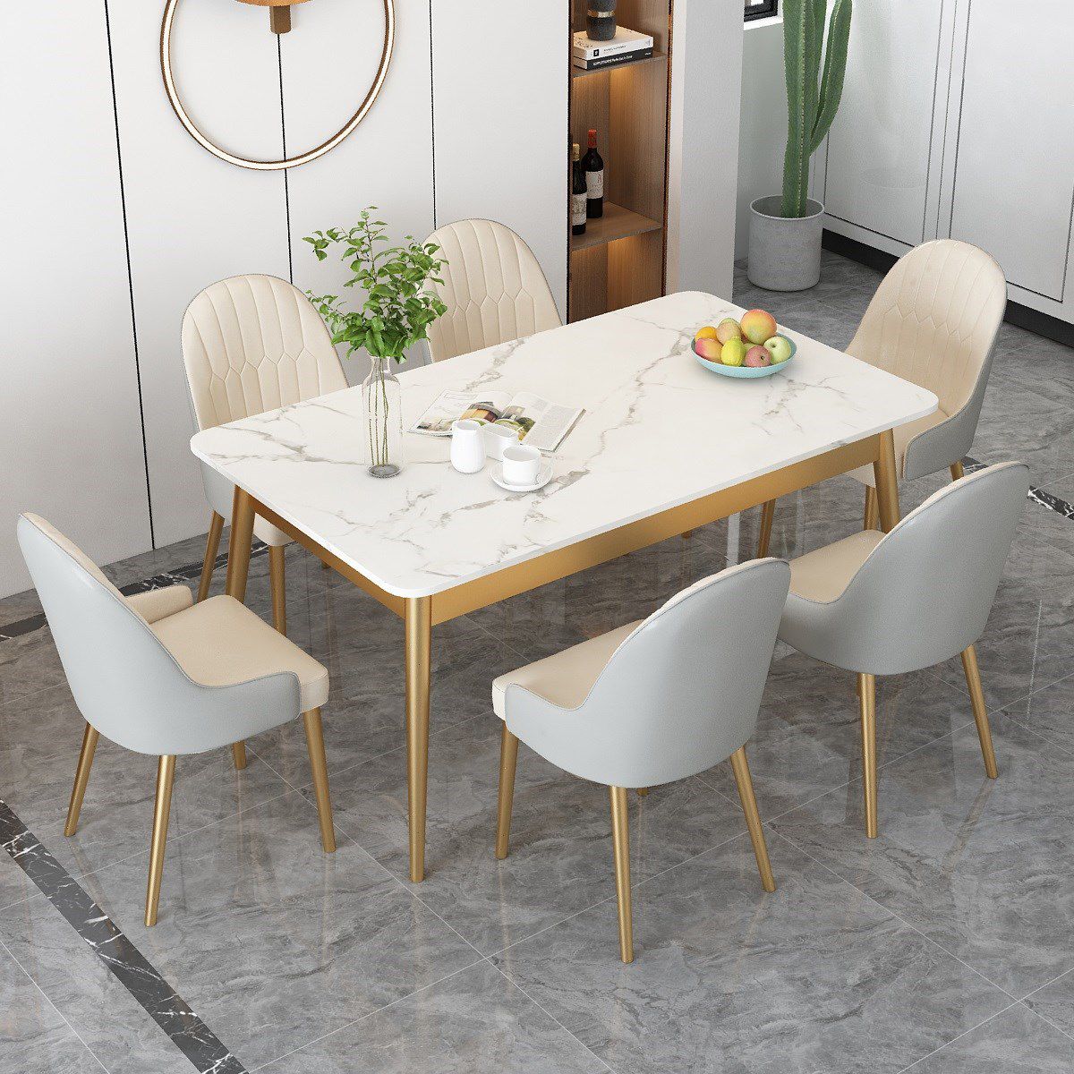 Traditional Luxury Dining Table Sintered Stone Rectangle Table with 4 Legs Clearhalo 'Dining Tables & Seating' 'Dining Tables' 'dining_table' 'furn' 'furn_dining_table' 'Furniture' 'Kitchen & Dining Furniture' 1200x1200_a4d81fb4-d6fe-4cf8-8982-77f270879a15