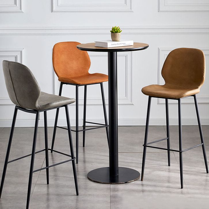 Indoor Modern Leather Bar Stool Low Back Arm-less Counter Stool with Steel Legs Clearhalo 'Bar Furniture' 'Bar Stools' 'bar_stools' 'furn' 'furn_bar_stools' 'furniture_bar_stools' 'Kitchen & Dining Furniture' 'kitchen&dining_furn' 'kitchen' 'kitchen_furn' Furniture' 1200x1200_a4dad6b3-dd98-41cf-9bbe-581cd77d8727
