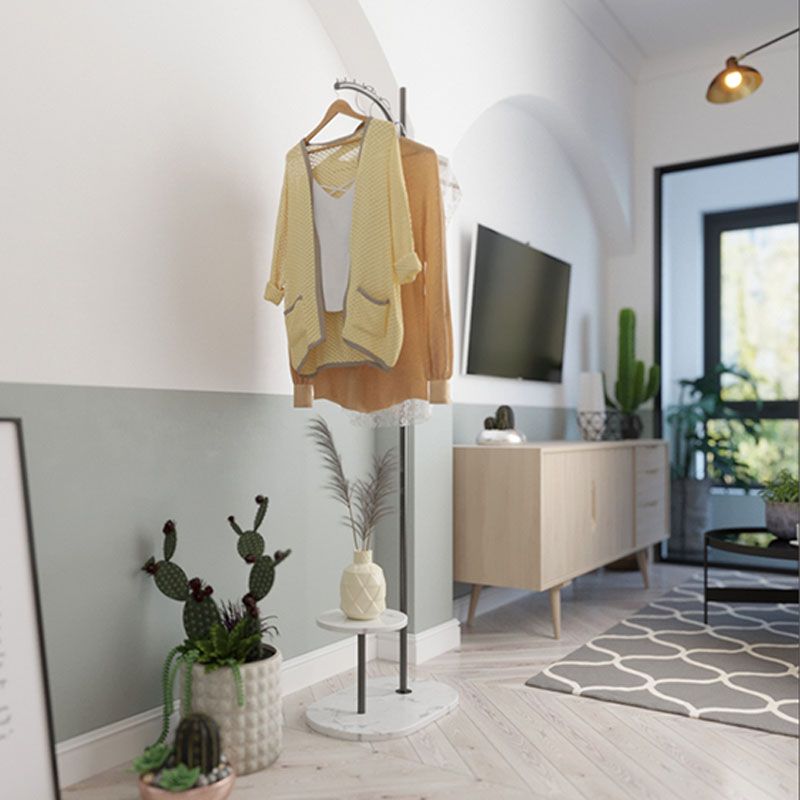 Modern Metal Hall Standing Storage Stfelf Entryway Kit Hooks Hall Tree