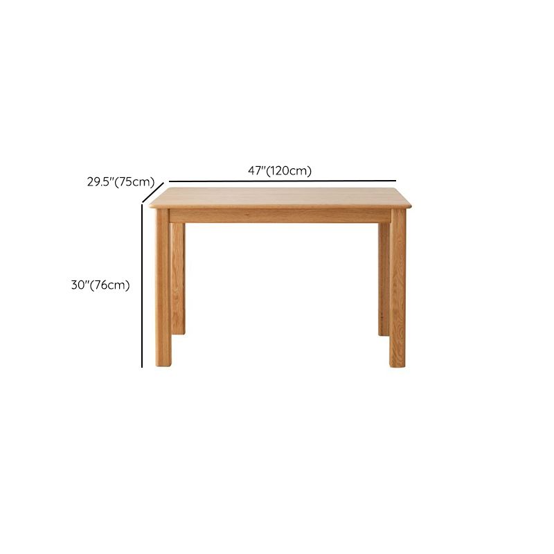 Moderne rechthoekige eiken natuurlijke tafelbladtafel met 4 massieve houten benen