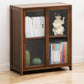 Vertical Bookcase with Doors Bamboo Book Shelf for Home Office
