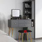 Materiale a base di legno in stile glam tavolo da toeletta bianca/grigia con cassetti e ripiani