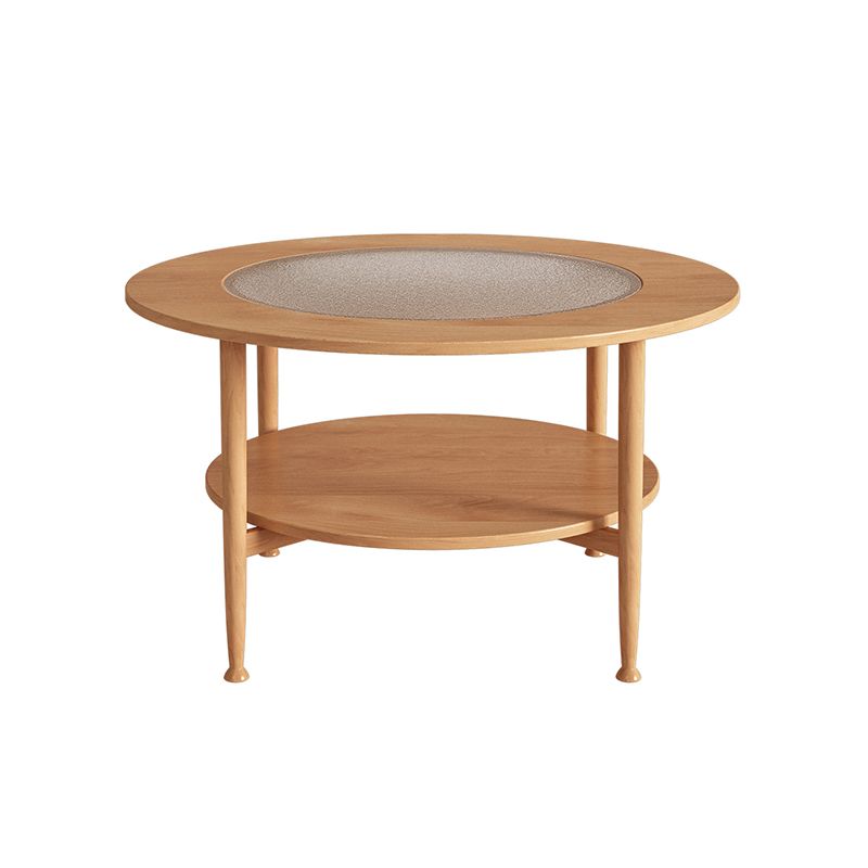 Mesa de café de madera y vidrio nórdica 4 patas de café con almacenamiento