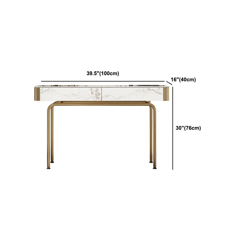 Glam Slate and Metal Makeup Dreshing Tabe Tabinet avec 2 tiroirs