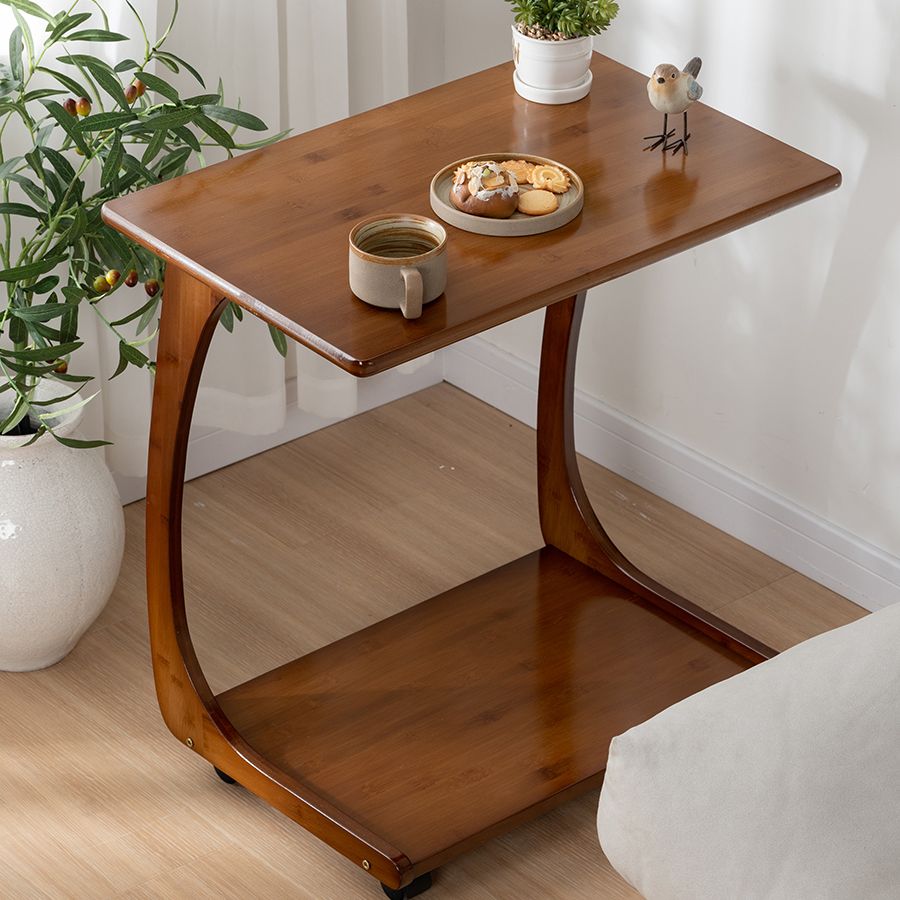 Modern Brown Side Table Rectangular C Table with Shelf for Living Room Clearhalo 'Coffee & Accent Tables' 'End & Side Tables' 'end_side_tables' 'furn' 'furn_end_side_tables' 'Furniture' 'Living Room Furniture' 1200x1200_a4e043a5-bcd8-4dcd-91e5-0bd1f35c8672