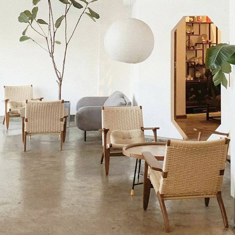 Eigentijdse massief houten stoel stoel huizen riet achter eetstoel