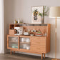 5-Drawer Pine Wood Credenza Modern Glass Sliding Door Cabinets Sideboard for Living Room Clearhalo 'buffet_sideboard' 'Buffets & Sideboards' 'furn' 'furn_buffet_sideboard' 'Furniture' 'furniture_buffet_sideboard' 'Kitchen & Dining Furniture' 1200x1200_a4e18483-16af-4921-b894-b579196df849
