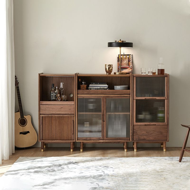 Storage Solid Wood Glass Door Cabinet Mid Century Chest in Walnut Clearhalo 'Cabinets & Chests' 'cabinets_chests' 'furn' 'furn_cabinets_chests' 'Furniture' 'Living Room Furniture' 1200x1200_a4e255b7-d997-463b-b736-d7223365ddcd