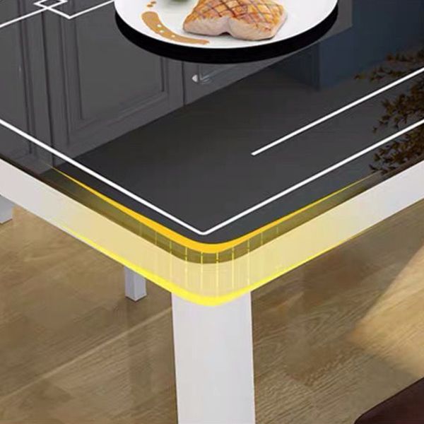 Modern White Glass Dining Table Rectangle Dining Table for Kitchen Clearhalo 'Dining Tables & Seating' 'Dining Tables' 'dining_table' 'furn' 'furn_dining_table' 'Furniture' 'Kitchen & Dining Furniture' 1200x1200_a4e29120-4306-4539-b32b-053d232537c0