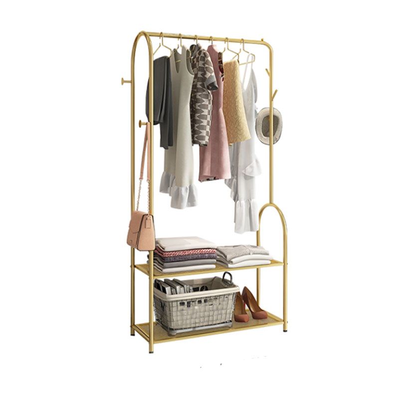 Contemporary Metal Coat Hanger Free Standing Coat Rack with Shelves Shelving Clearhalo 'Entry & Mudroom Furniture' 'furn' 'furn_hall_tree_coat_racks' 'Furniture' 'Hall Trees & Coat Racks' 'hall_tree_coat_racks' 1200x1200_a4e3de09-2c34-4e51-82ba-1e4c5e719ca6