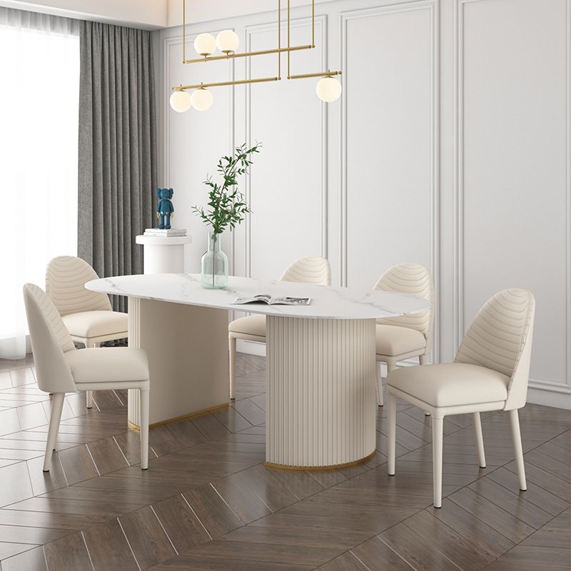 Oval Sintered Stone Dining Table Traditional Luxury Dining Table for Home Use Clearhalo 'Dining Tables & Seating' 'Dining Tables' 'dining_table' 'furn' 'furn_dining_table' 'Furniture' 'furniture_dining_table' 'Kitchen & Dining Furniture' 'kitchen' 'kitchen_dining_table' 1200x1200_a4e476dd-d3ff-4bfa-8705-e29c29a584ca