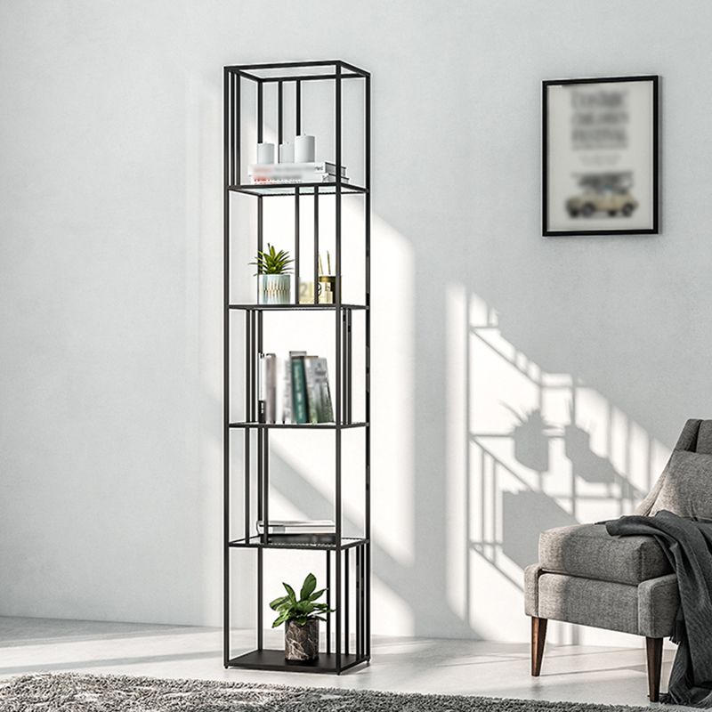 4-Shelf Modern Open Etagere Bookshelf with Iron Frame Glass Shelf Clearhalo 'Bookcases' 'Furniture' 'furniture_bookcases' 'kitchen' 'kitchen_bookcases' 'Living Room Furniture' 'Office Furniture' 1200x1200_a4e52a40-f44e-488e-a4bb-13c7a7f5418b