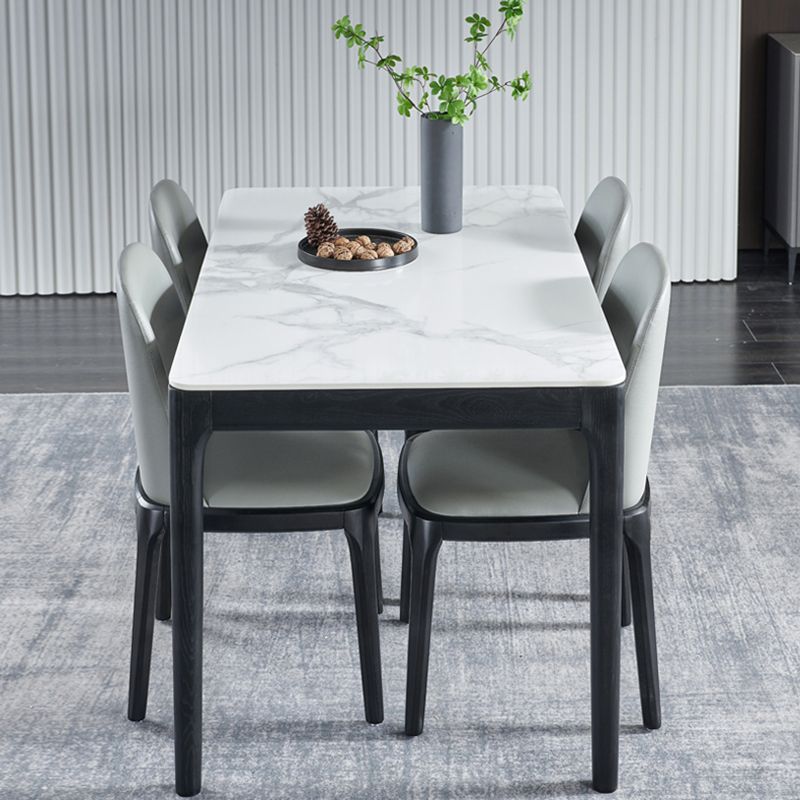 Rectangle Mid-Century Modern Dining Table Two-Color Fixed Table with Sintered Stone Clearhalo ' dining_table' 'Dining Tables & Seating' 'Dining Tables' 'furn' 'furn_dining_table' 'Furniture' 'furniture_dining_table' 'Kitchen & Dining Furniture' 'kitchen&dining_furn' 'kitchen' 'kitchen_dining_table' 1200x1200_a4e5ef67-895b-48c8-89b7-5f44064b0324