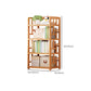 Natural Floor Bookshelf Contemporary Bamboo Shelf Bookcase for Study Room