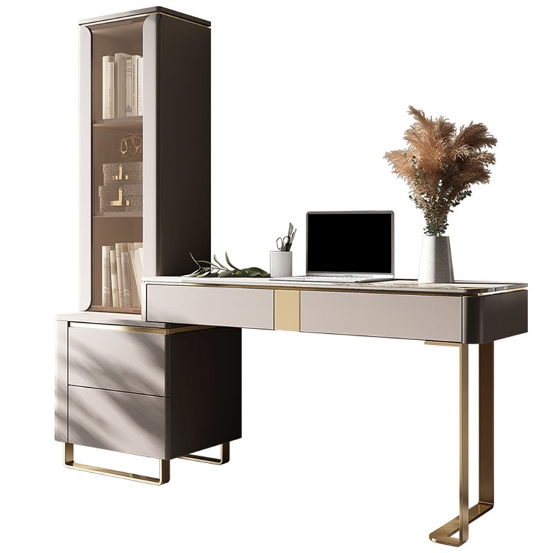 Table de bureau moderne de forme rectangulaire Bureau d'écriture en pierre en gris