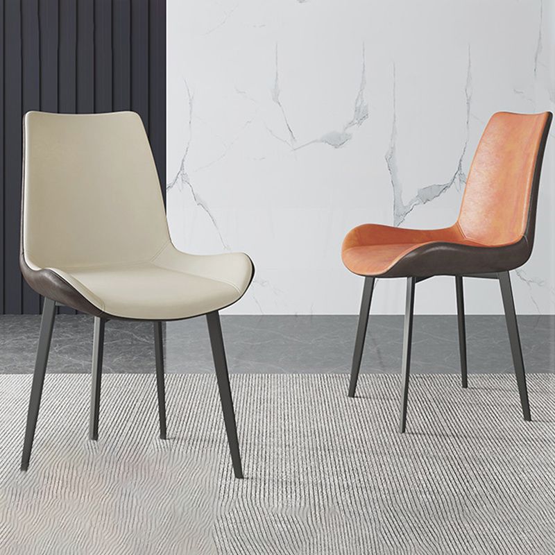 Leather Contemporary Restaurant Side Chair Parsons Matte Finish Dining Chair with Black Legs Clearhalo ' kitchen&dining_furn' 'Dining Chairs' 'Dining Tables & Seating' 'dining_chair' 'furn' 'furn_dining_chair' 'Furniture' 'furniture_dining_chair' 'Kitchen & Dining Furniture' 'kitchen' 1200x1200_a4e89cd6-4255-49ca-a44a-bb5c50fb2752