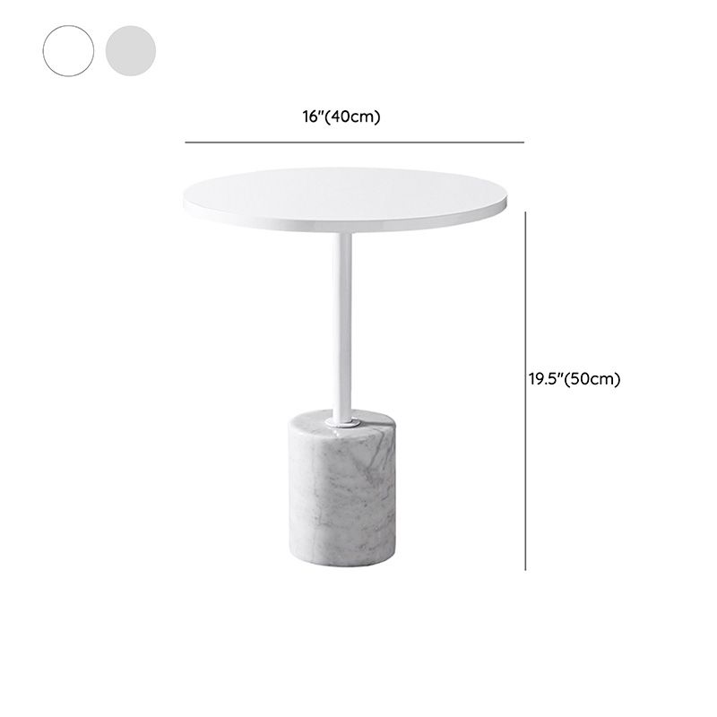 Mesa de portaobjetos de extremo de pedestal de mármol moderno mesa redonda blanca