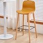 Modern Low Back Counter-height Stool with Solid Wood and Plastic