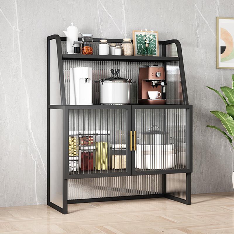 Aparador de metal para la sala de estar servidor de comedor con 2 puertas de vidrio