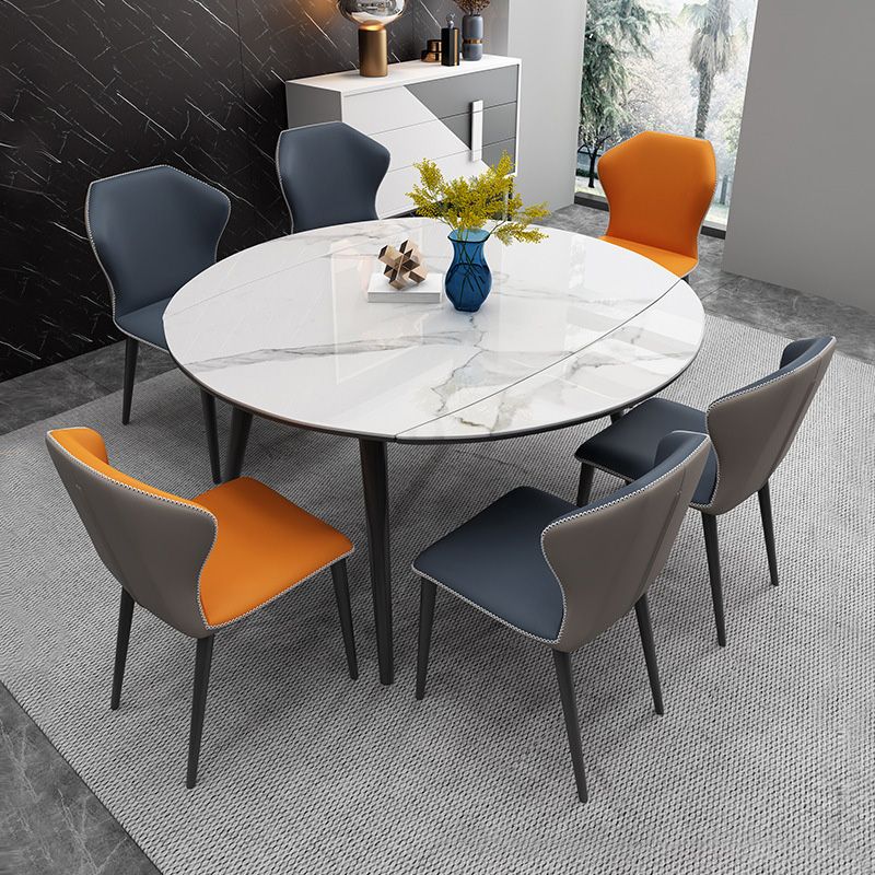 Modern 4 Legs Dining Table Stone Scalable Table for Dining Room