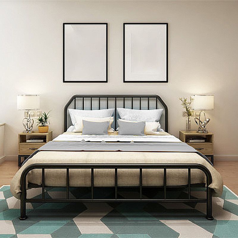 Solid Color Metal Open-Frame Bed Glam Slat Bed with Headboard Clearhalo 'Bedroom Furniture' 'Beds' 'furn' 'furn_beds' 'Furniture' 1200x1200_a4ed9b3e-b942-493b-90e0-91331855b4f4